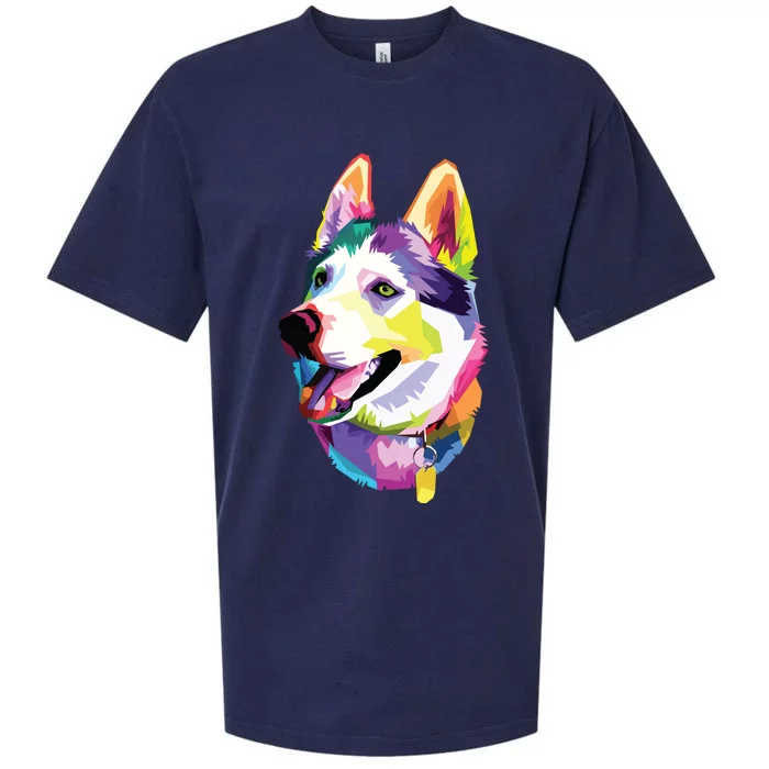 Huskie Colorful Pop Art Portrait For Dog Owners Chukcha Sibe Sueded Cloud Jersey T-Shirt