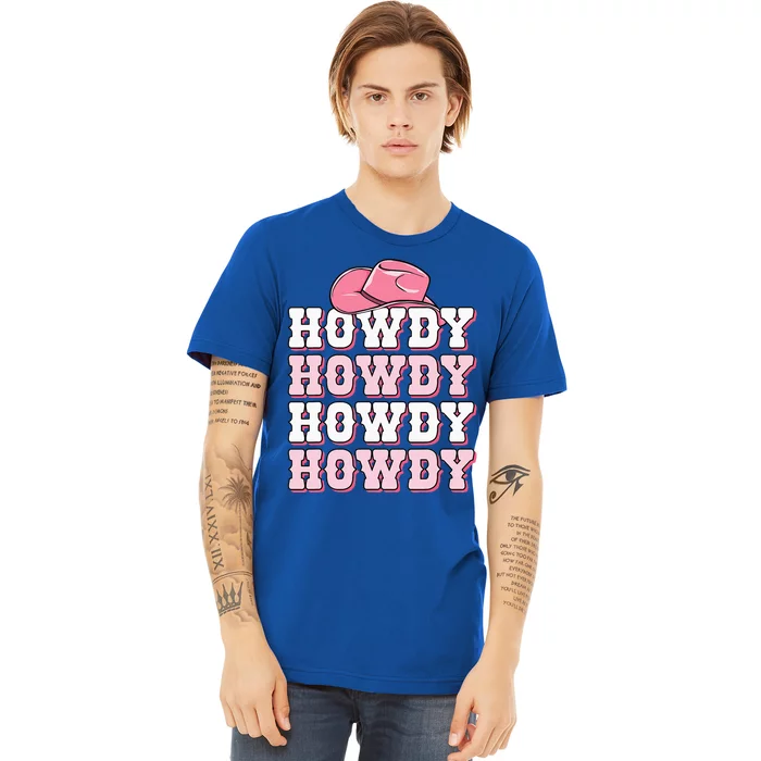 Howdy Cow Print Western Country Cowgirl Texas Rodeo Premium T-Shirt