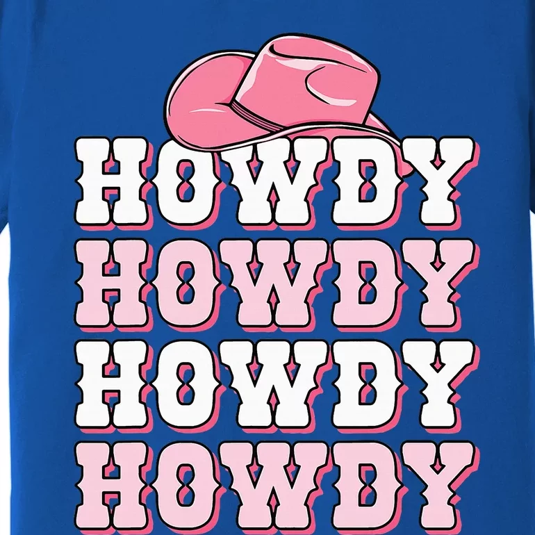 Howdy Cow Print Western Country Cowgirl Texas Rodeo Premium T-Shirt