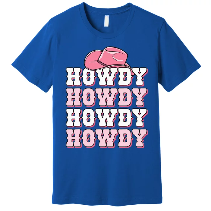 Howdy Cow Print Western Country Cowgirl Texas Rodeo Premium T-Shirt