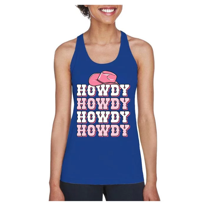 Howdy Cow Print Western Country Cowgirl Texas Rodeo Women's Racerback Tank