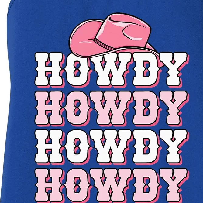 Howdy Cow Print Western Country Cowgirl Texas Rodeo Women's Racerback Tank