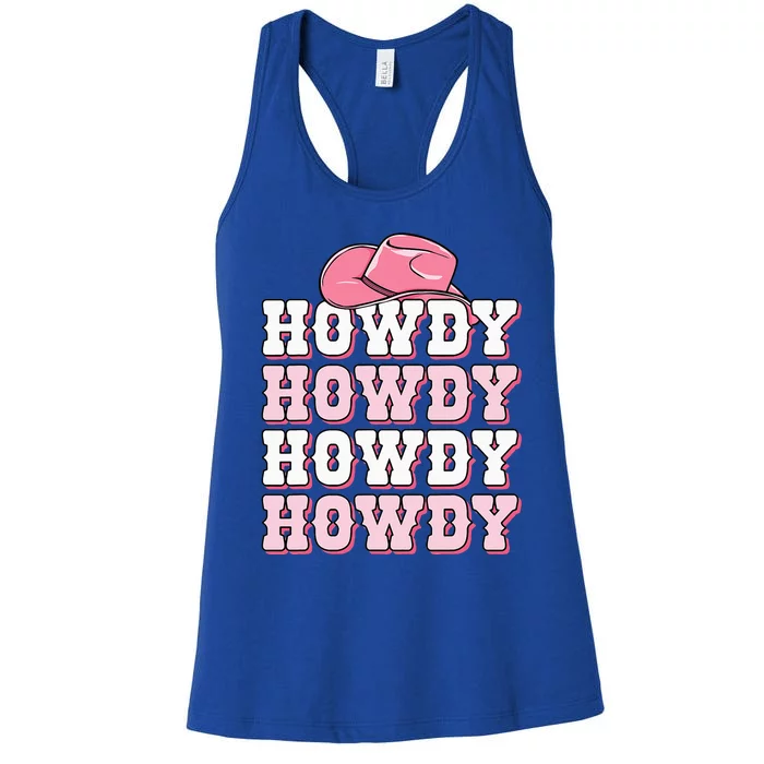 Howdy Cow Print Western Country Cowgirl Texas Rodeo Women's Racerback Tank