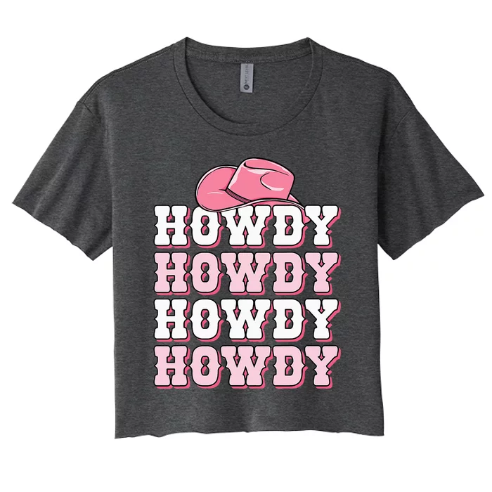 Howdy Cow Print Western Country Cowgirl Texas Rodeo Women's Crop Top Tee