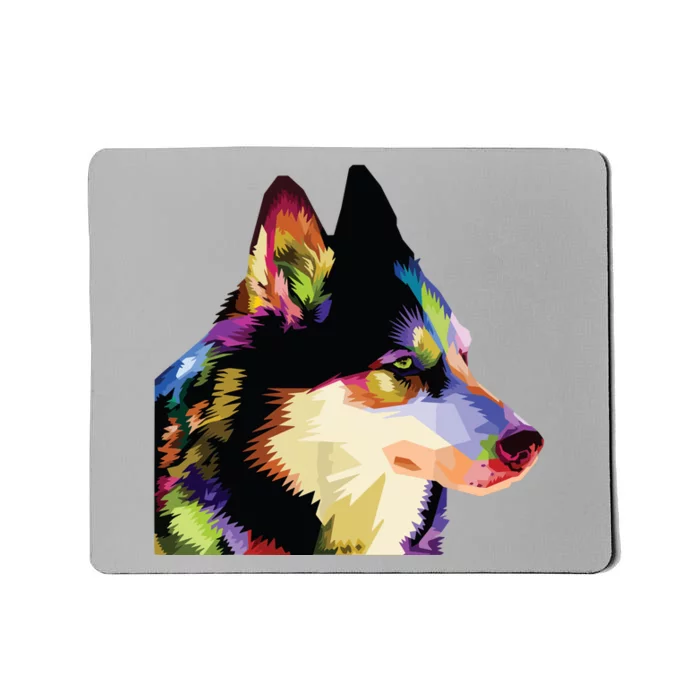 Husky Colorful Pop Art Portrait For Dog Owners Chukcha Sibe Mousepad