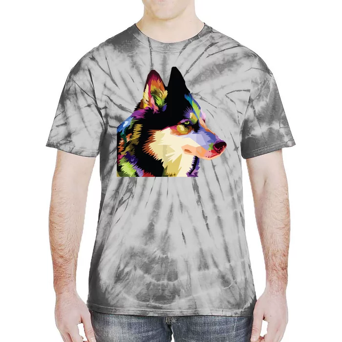 Husky Colorful Pop Art Portrait For Dog Owners Chukcha Sibe Tie-Dye T-Shirt