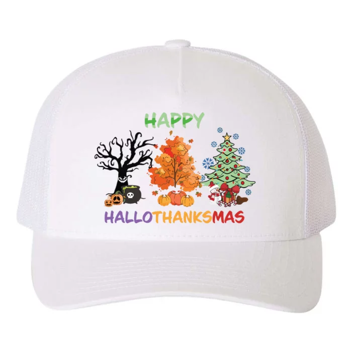 Highland Cow Print Halloween Christmas Yupoong Adult 5-Panel Trucker Hat