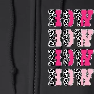 Howdy Cow Print Western Country Cowgirl Texas Rodeo Full Zip Hoodie