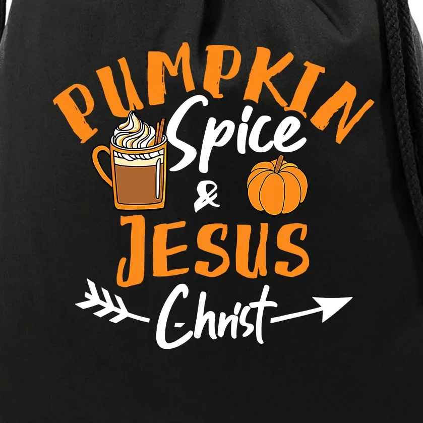 Halloween Christian Pumpkin Spice And Jesus Christ Fall Leaf Drawstring Bag