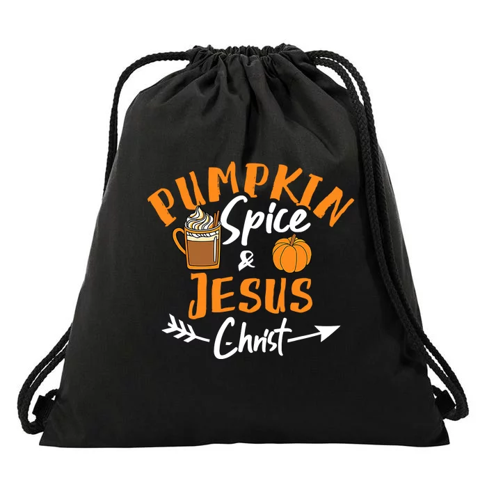 Halloween Christian Pumpkin Spice And Jesus Christ Fall Leaf Drawstring Bag