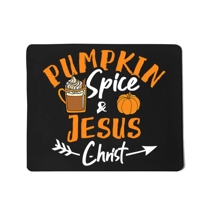 Halloween Christian Pumpkin Spice And Jesus Christ Fall Leaf Mousepad