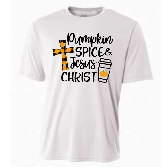 Halloween Christian Pumpkin Spice And Jesus Christ Fall Leaf Cooling Performance Crew T-Shirt