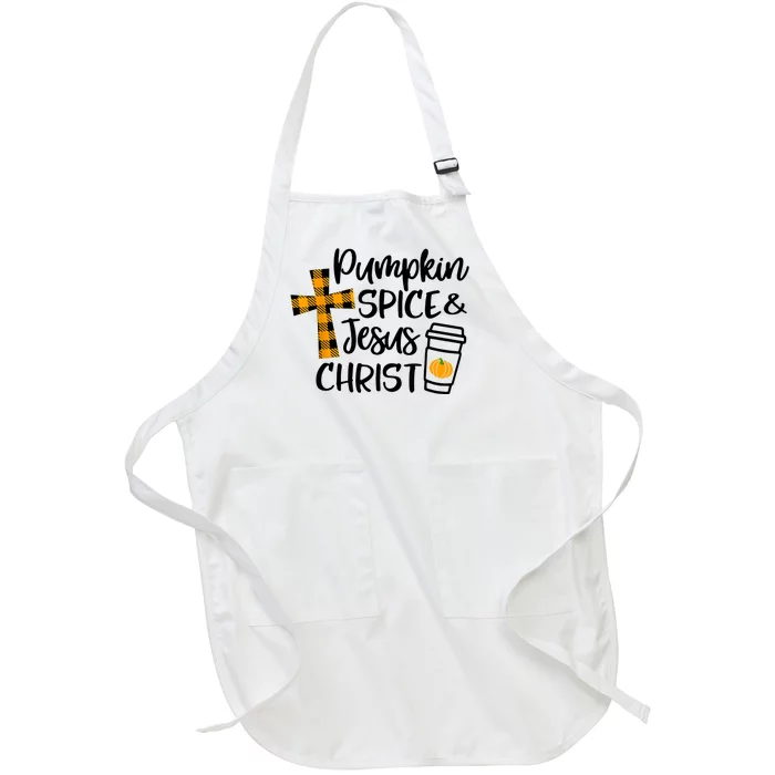 Halloween Christian Pumpkin Spice And Jesus Christ Fall Leaf Full-Length Apron With Pocket