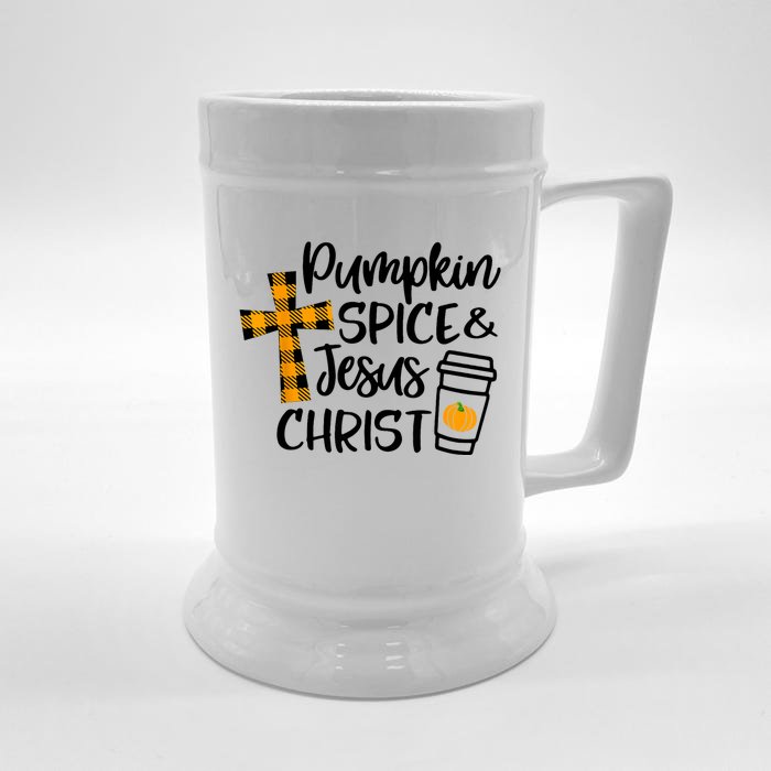 Halloween Christian Pumpkin Spice And Jesus Christ Fall Leaf Front & Back Beer Stein