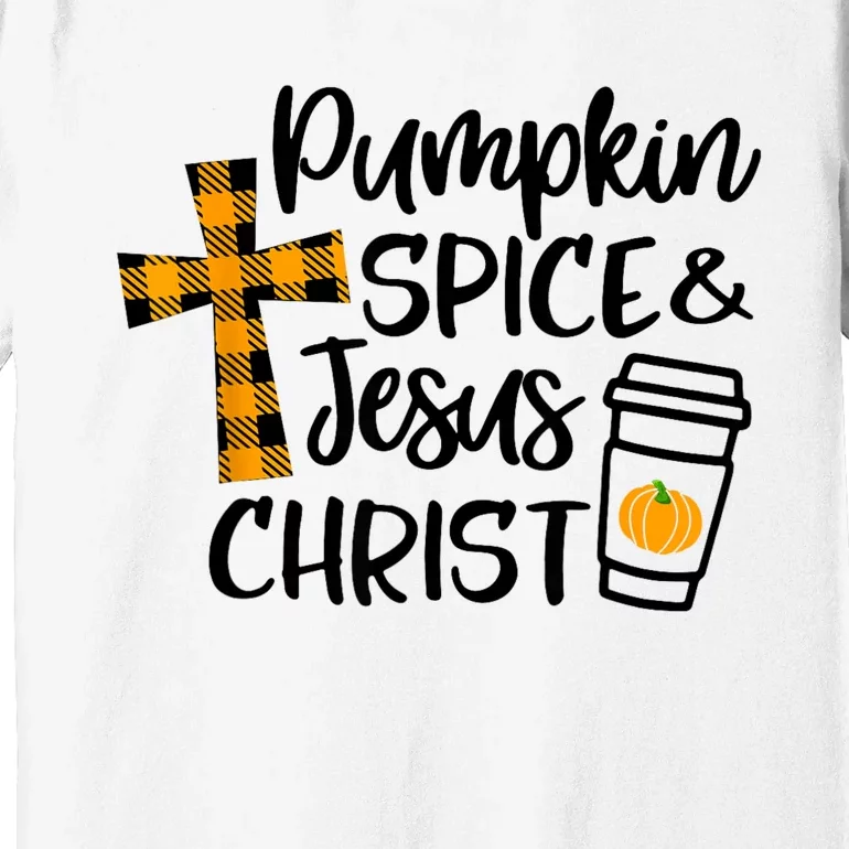 Halloween Christian Pumpkin Spice And Jesus Christ Fall Leaf Premium T-Shirt