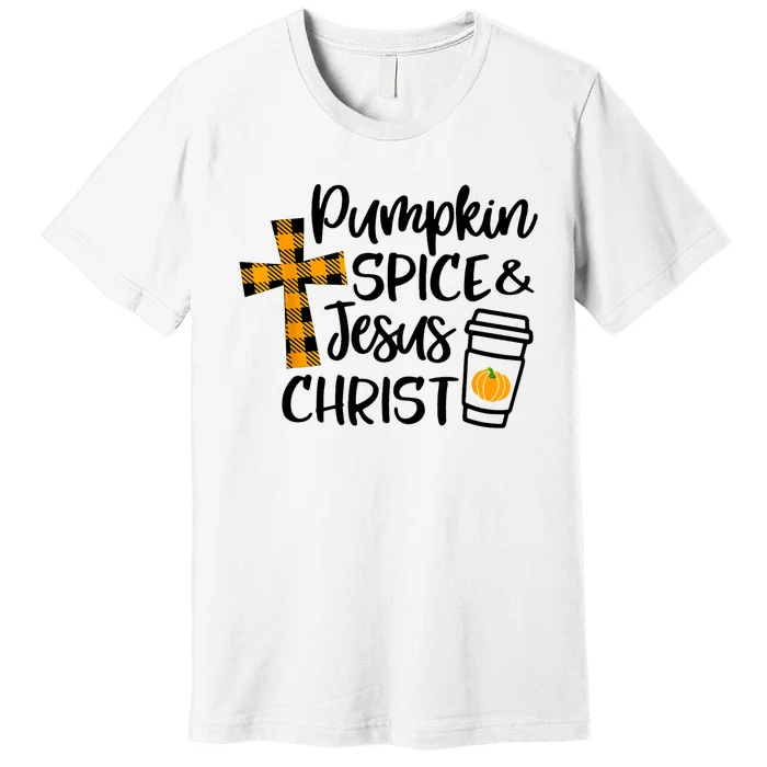 Halloween Christian Pumpkin Spice And Jesus Christ Fall Leaf Premium T-Shirt