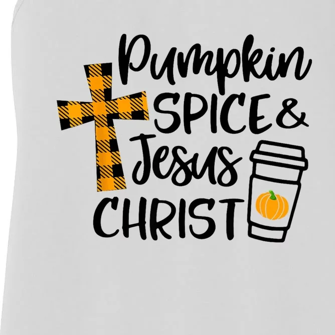 Halloween Christian Pumpkin Spice And Jesus Christ Fall Leaf Women's Racerback Tank