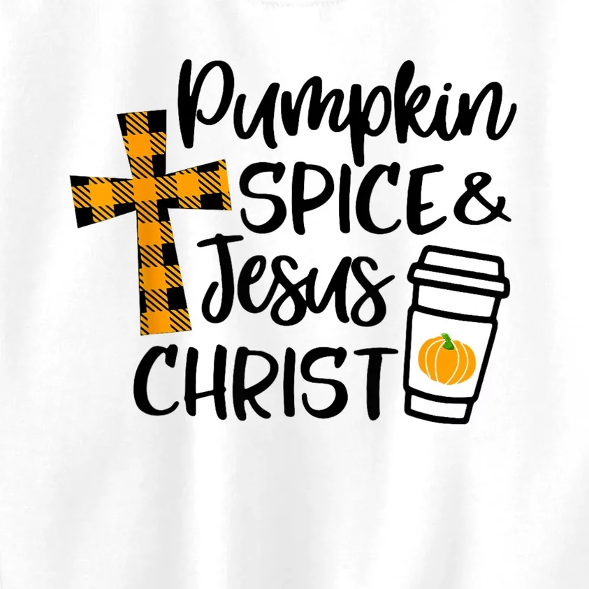 Halloween Christian Pumpkin Spice And Jesus Christ Fall Leaf Kids Sweatshirt