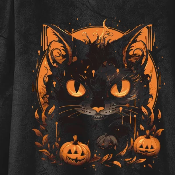 Halloween Cat Pumpkins Hooded Wearable Blanket