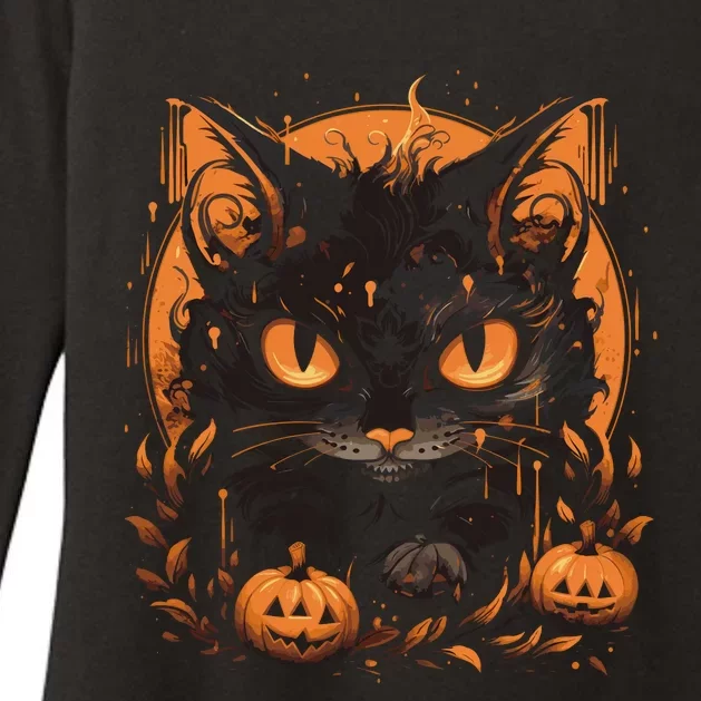 Halloween Cat Pumpkins Womens CVC Long Sleeve Shirt