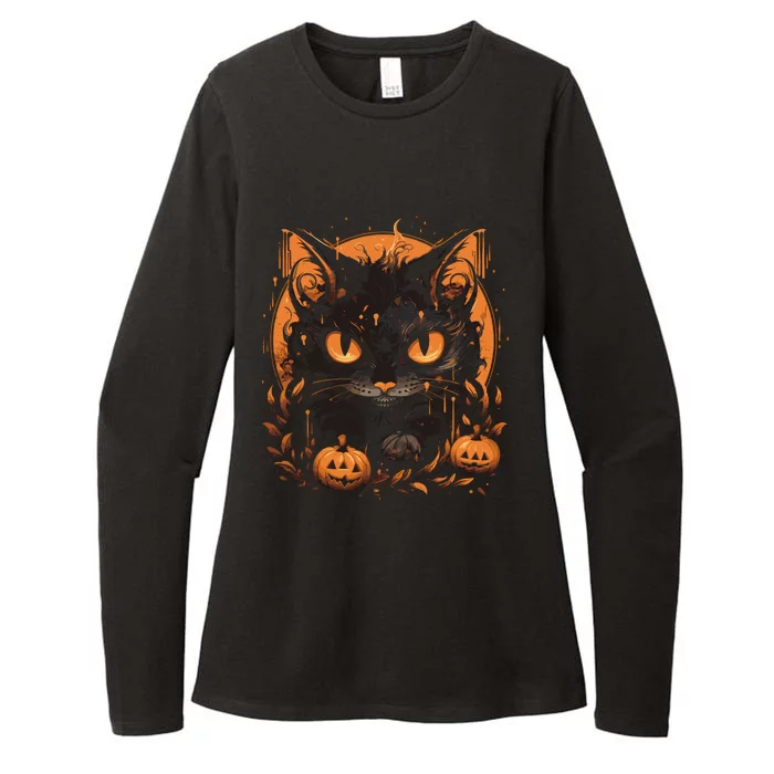 Halloween Cat Pumpkins Womens CVC Long Sleeve Shirt