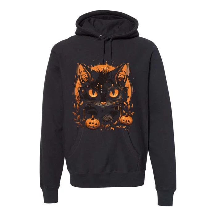 Halloween Cat Pumpkins Premium Hoodie