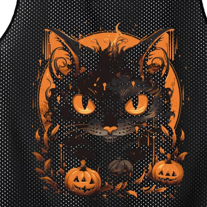 Halloween Cat Pumpkins Mesh Reversible Basketball Jersey Tank