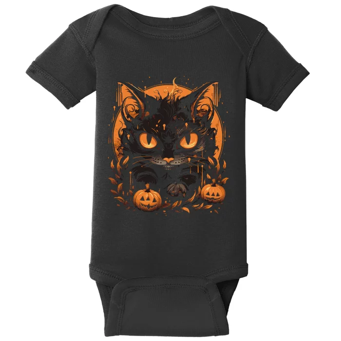 Halloween Cat Pumpkins Baby Bodysuit