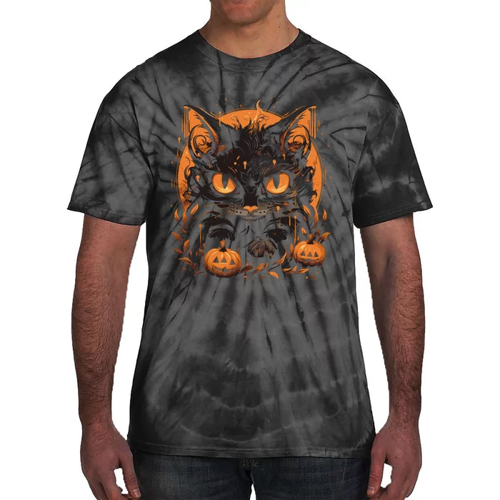 Halloween Cat Pumpkins Tie-Dye T-Shirt