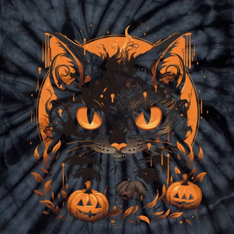 Halloween Cat Pumpkins Tie-Dye T-Shirt