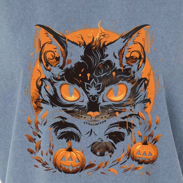 Halloween Cat Pumpkins Garment-Dyed Women's Muscle Tee