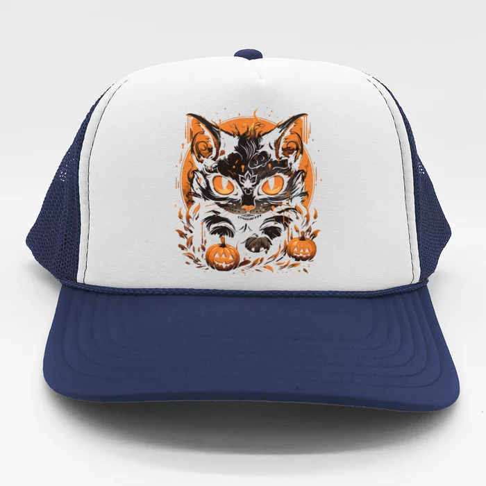 Halloween Cat Pumpkins Trucker Hat