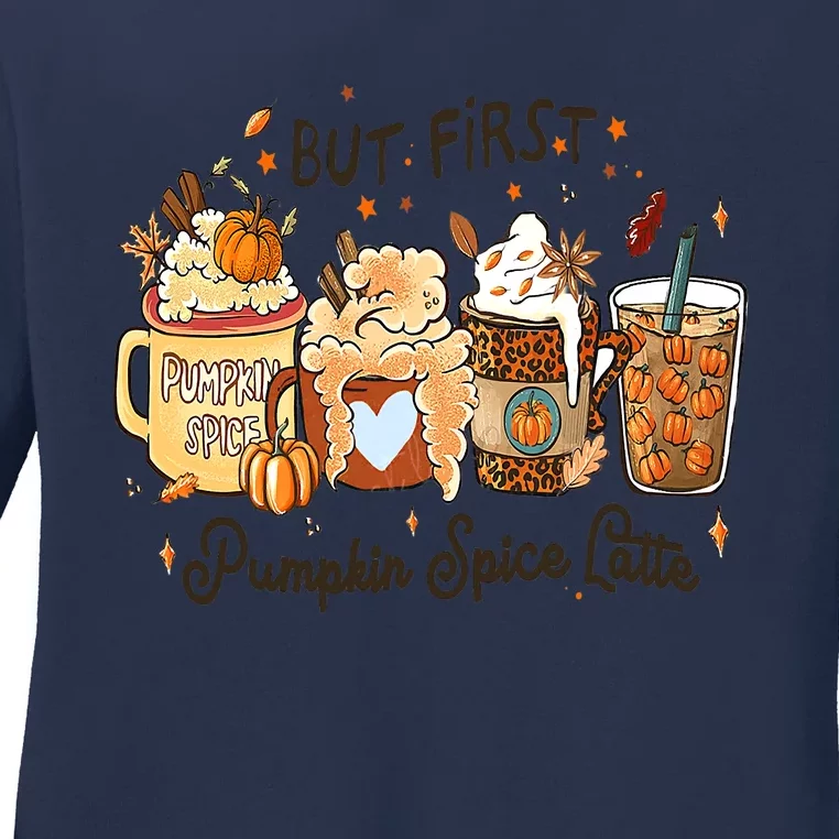 Halloween Coffee Pumpkin Latte Spice Coffee Love Fall Season Ladies Long Sleeve Shirt