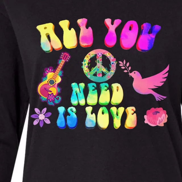 Hippie Costume Peace Sign Love 60s 70s Party Womens Cotton Relaxed Long Sleeve T-Shirt