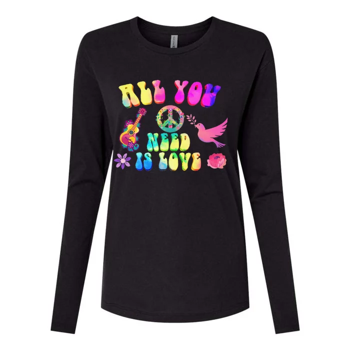 Hippie Costume Peace Sign Love 60s 70s Party Womens Cotton Relaxed Long Sleeve T-Shirt