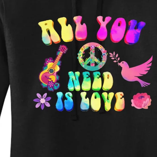 Hippie Costume Peace Sign Love 60s 70s Party Women's Pullover Hoodie