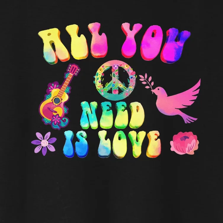 Hippie Costume Peace Sign Love 60s 70s Party Women's Crop Top Tee