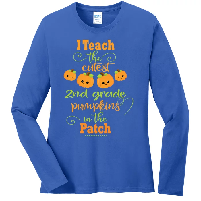 Halloween Cutest Pumpkins Funny Second Grade Teacher Gift Ladies Long Sleeve Shirt