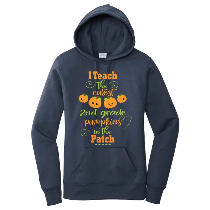 Halloween Cutest Pumpkins Funny Second Grade Teacher Gift Women's Pullover Hoodie