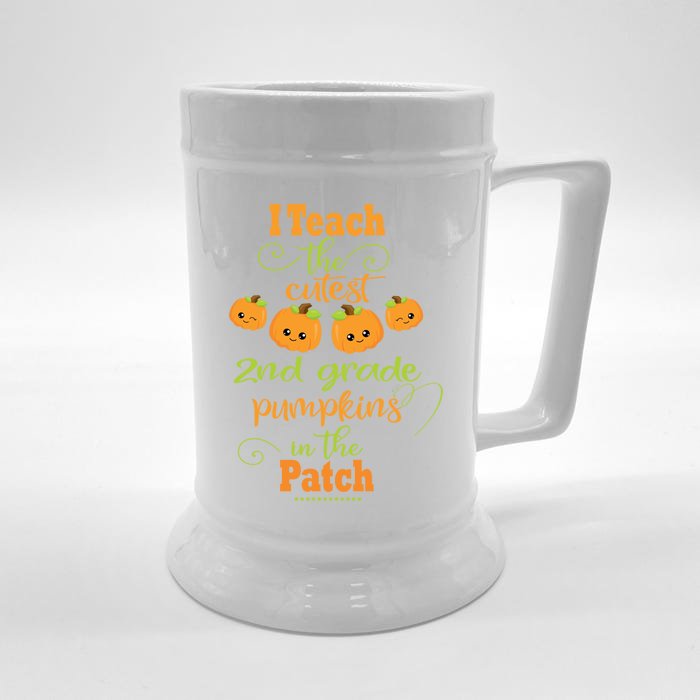 Halloween Cutest Pumpkins Funny Second Grade Teacher Gift Front & Back Beer Stein