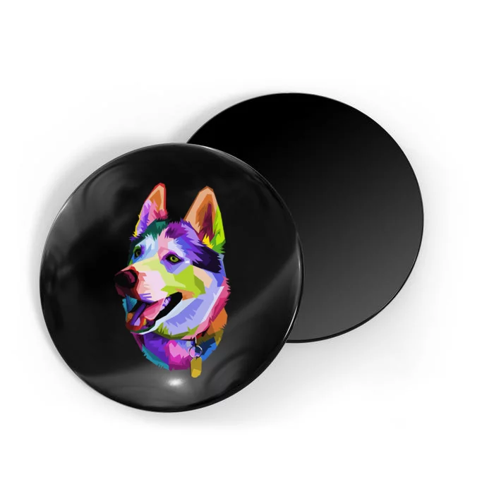 Huskie Colorful Pop Art Portrait For Dog Owners Chukcha Sibe Magnet