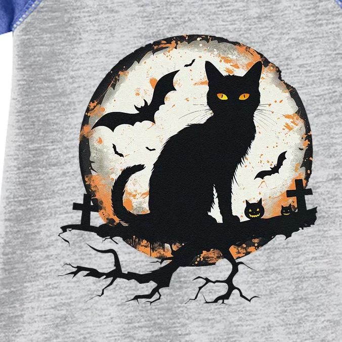 Halloween Cat Pumpkin Bat Moon Cemetery Scary Infant Baby Jersey Bodysuit