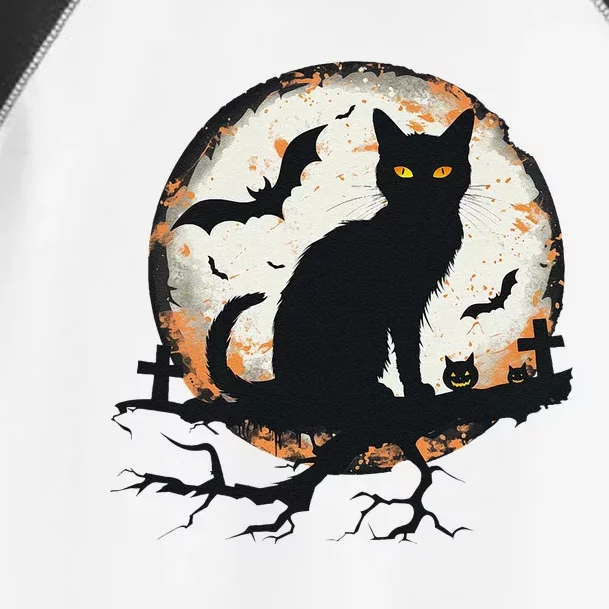 Halloween Cat Pumpkin Bat Moon Cemetery Scary Toddler Fine Jersey T-Shirt