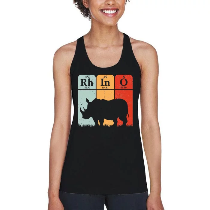 Hippo Chemistry Periodic Table Elements Rhinoceros Lover Women's Racerback Tank