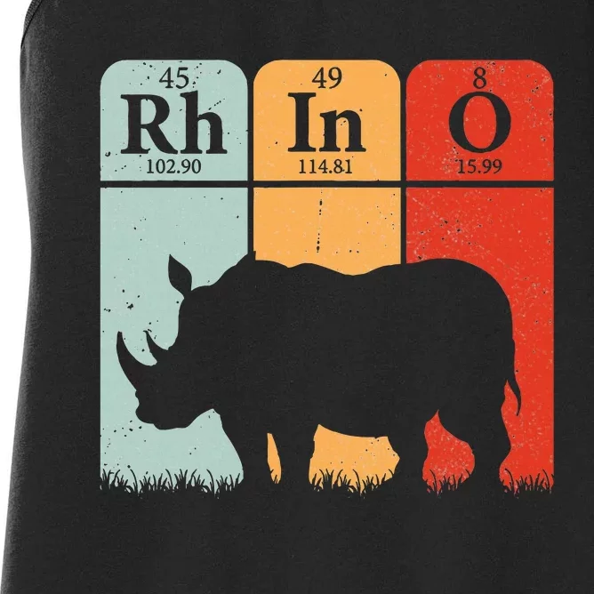 Hippo Chemistry Periodic Table Elements Rhinoceros Lover Women's Racerback Tank