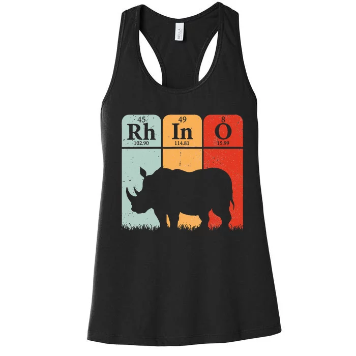 Hippo Chemistry Periodic Table Elements Rhinoceros Lover Women's Racerback Tank