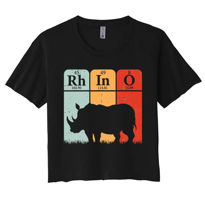 Hippo Chemistry Periodic Table Elements Rhinoceros Lover Women's Crop Top Tee