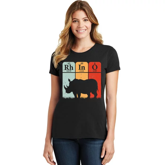 Hippo Chemistry Periodic Table Elements Rhinoceros Lover Women's T-Shirt