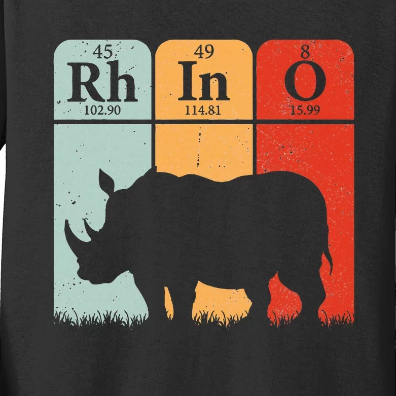 Hippo Chemistry Periodic Table Elements Rhinoceros Lover Kids Long Sleeve Shirt