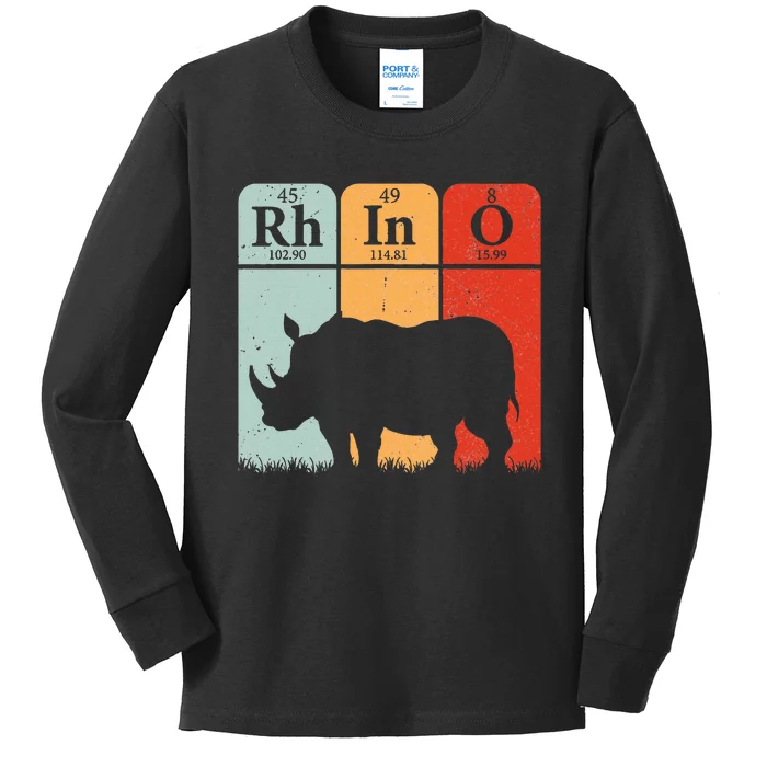 Hippo Chemistry Periodic Table Elements Rhinoceros Lover Kids Long Sleeve Shirt